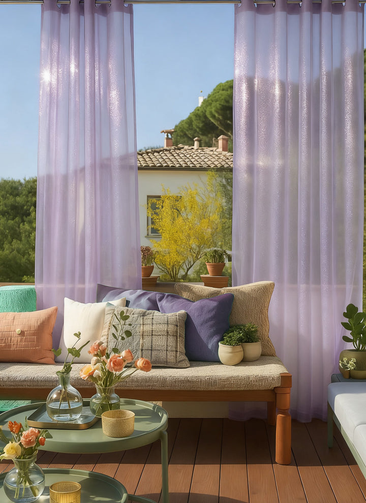 Semi Sheer Curtains With Flowing Yarn