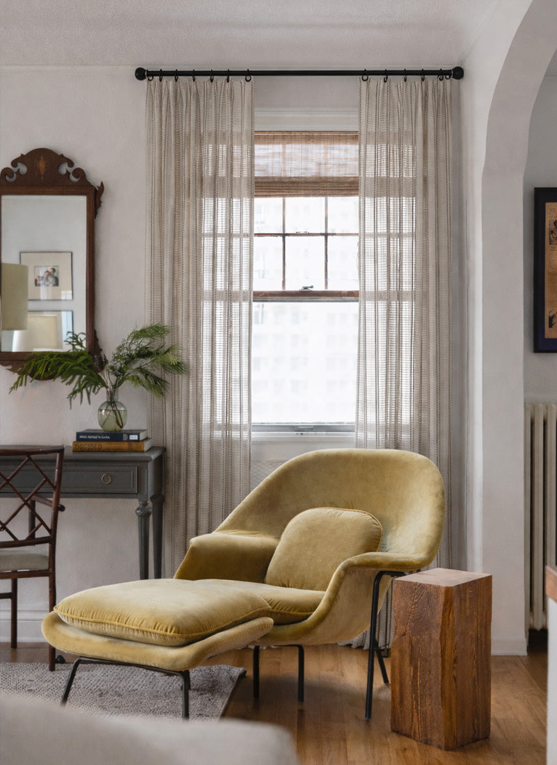 Mesh Sheer Curtains with Vintage Grid Texture