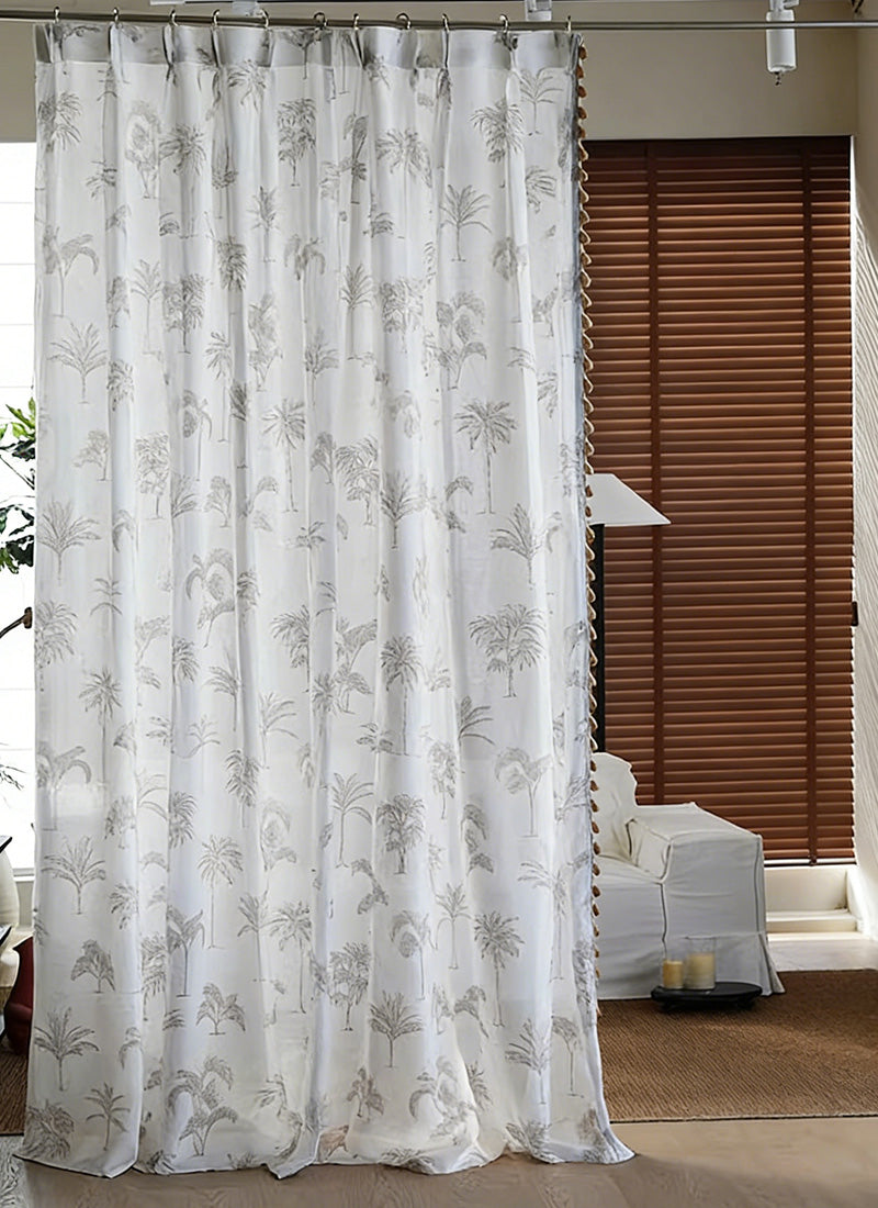 Privacy Sheer Curtains – Botanical Fern Pattern Light Filtering Drapes