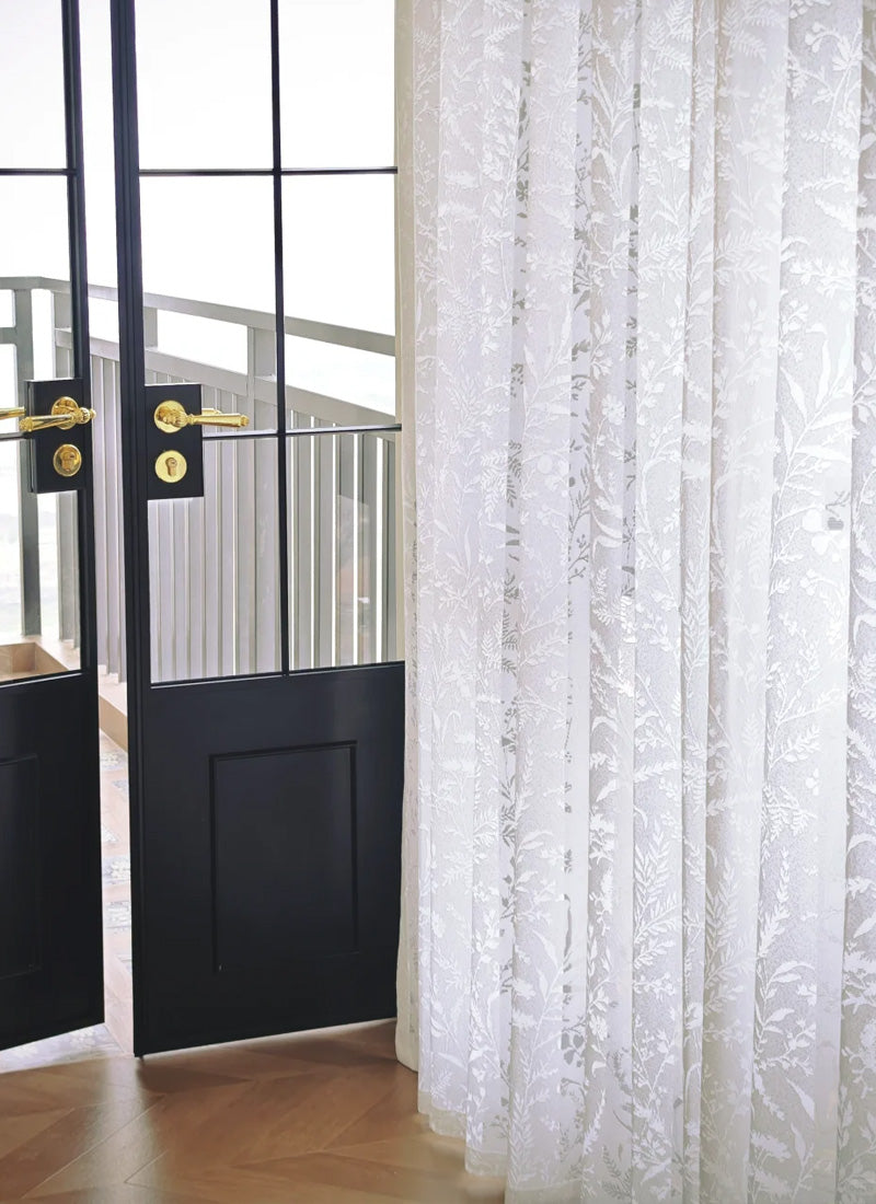 French Romantic Rose Cutout Pattern Gauze Curtain