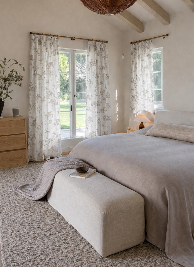 Privacy Sheer Curtains – Botanical Fern Pattern Light Filtering Drapes