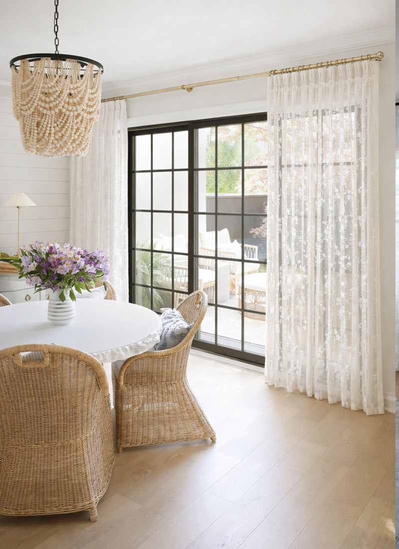 French Romantic Rose Cutout Pattern Gauze Curtain