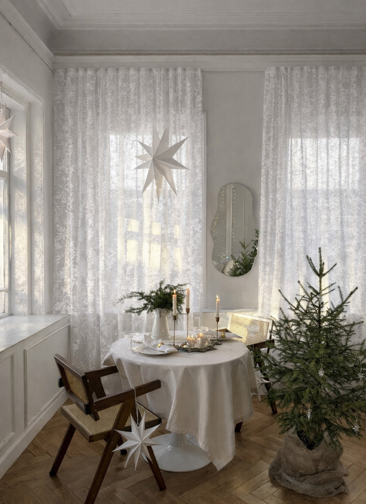 French Roman Rose Cutout Pattern Gauze Curtain