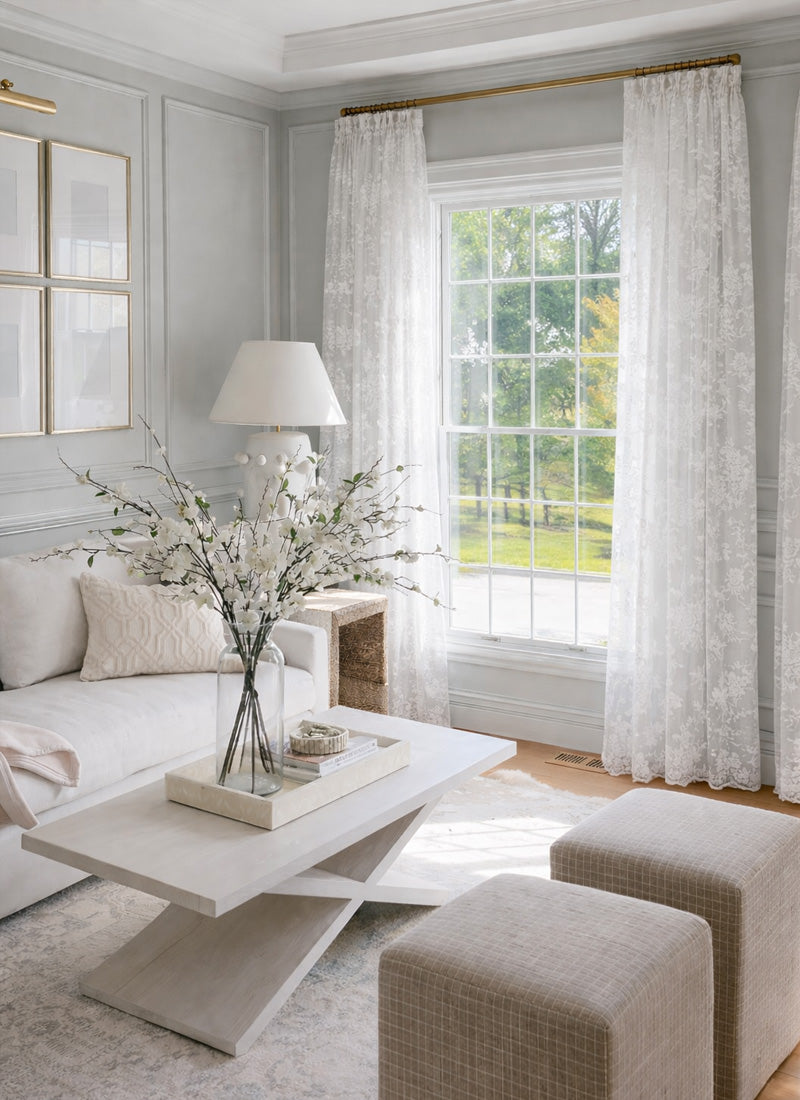 French Roman Rose Cutout Pattern Gauze Curtain