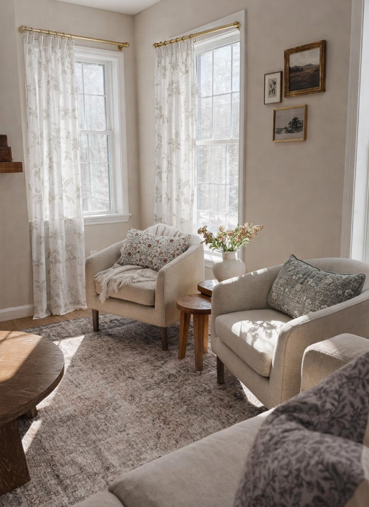 Privacy Sheer Curtains – Botanical Fern Pattern Light Filtering Drapes