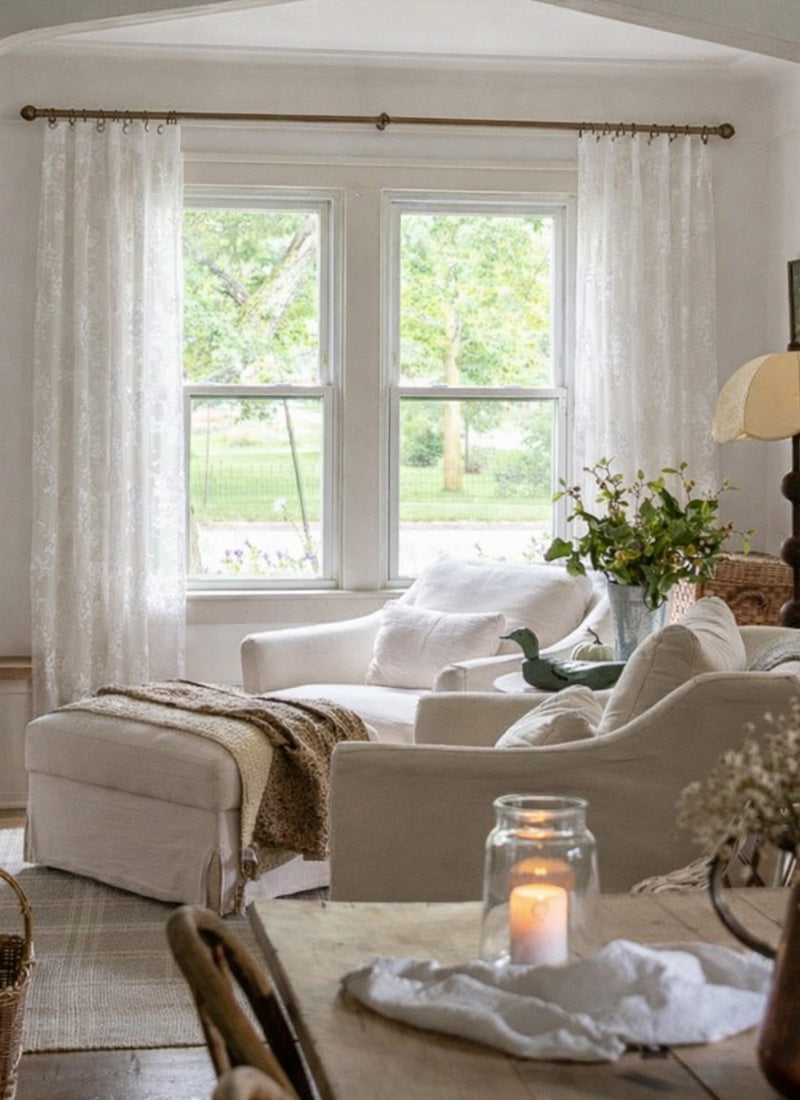 French Roman Rose Cutout Pattern Gauze Curtain