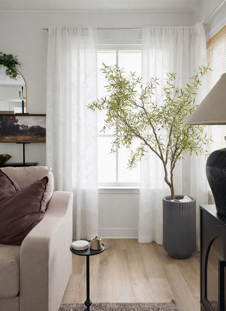 Leaf Pattern Curtains with Embossed Designs