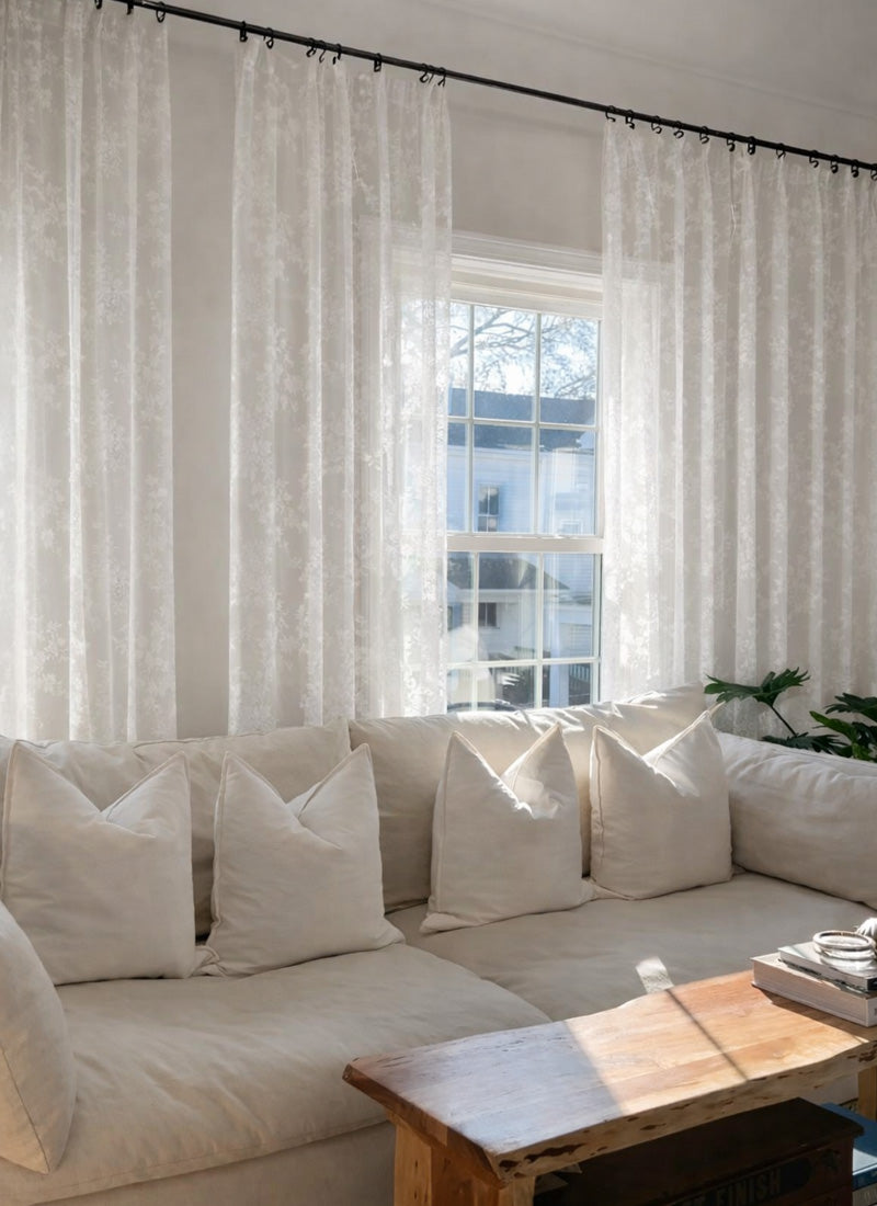 French Romantic Rose Cutout Pattern Gauze Curtain