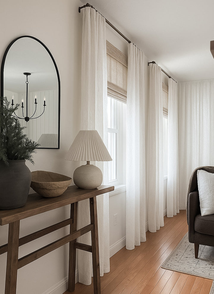 ‌Elegant Pleated Sheer Curtains