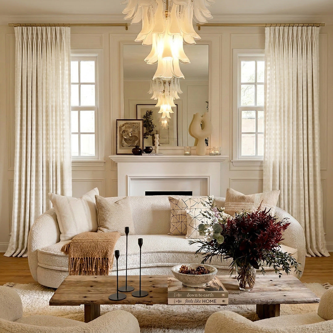 Ivory Solid Square Sheer Curtains – Luxury Elegant Drapes for Timeless French Living Rooms (North America, Europe)