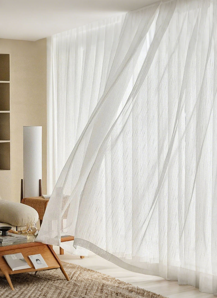 Gauzy Snowflake White Sheer Curtains