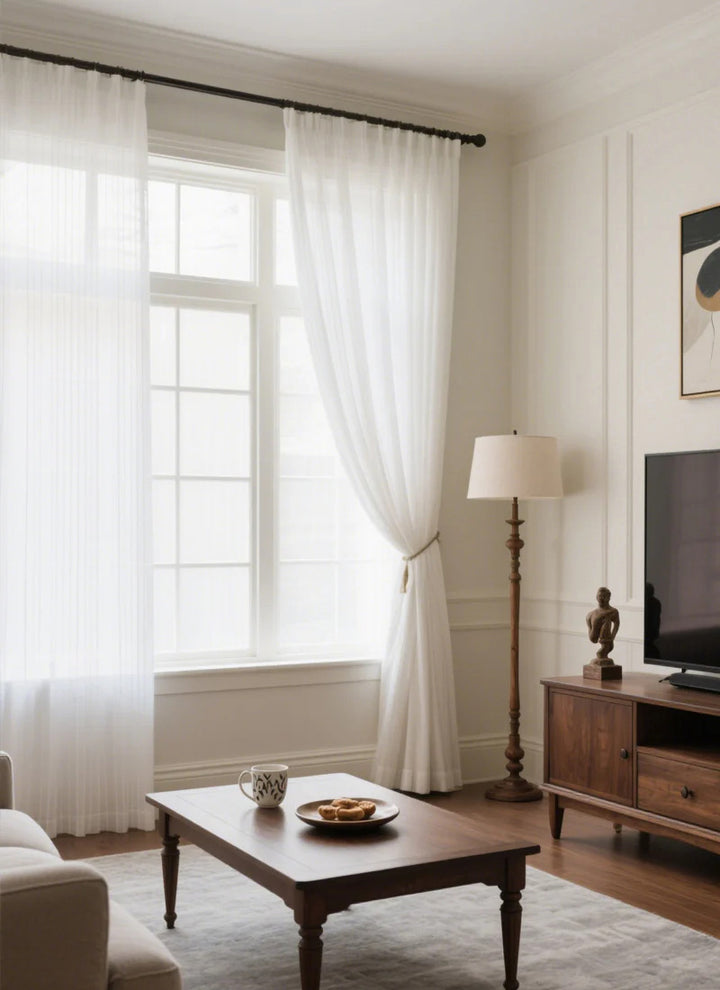 Gauzy Snowflake White Sheer Curtains