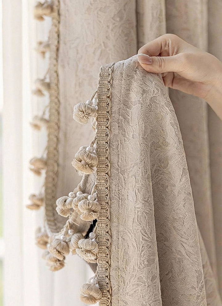 Blackout Curtains for Bedroom with 3D Floral Relief