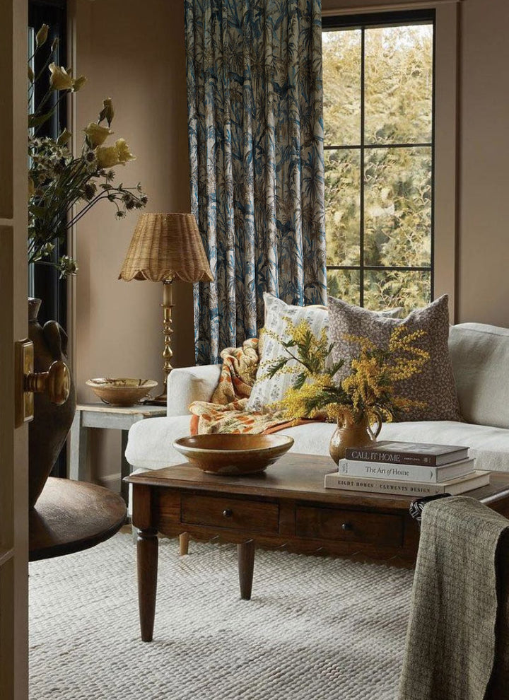 Luxury Curtains – Blue-Gold Vintage Foil Design Elegance