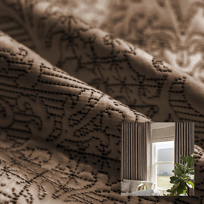 Taupe Relief｜Cotton curtain fabric sample｜F88128-4