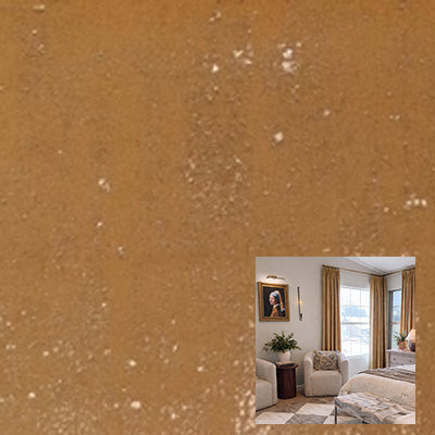Soft brown velvet curtain fabric with textured surface and cozy living room setting