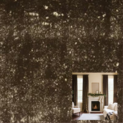 Brown velvet curtain fabric texture with a living room featuring matching curtains
