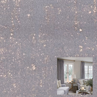 Gray velvet curtain fabric with a soft, textured finish, shown in a modern living room setting.