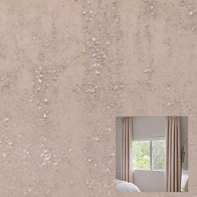 Pink velvet curtain fabric close-up with bedroom window setup sample