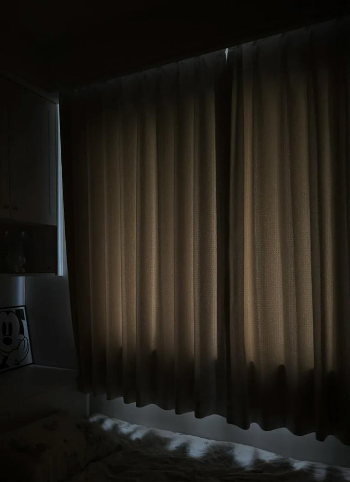 ‌Coastal Waffle Pleated Blackout Curtains