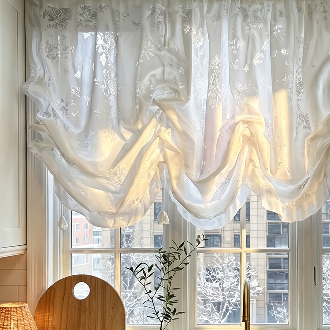 French Romantic Rose Cutout Pattern Roman Shade