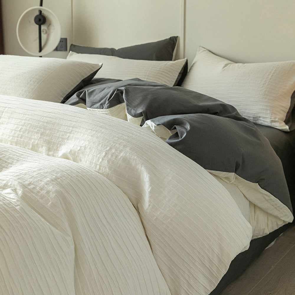 Pure Comfort Healing Cotton Bed Set – Airy Bubble Gauze & Waffle Texture for Luxury Homes & Resorts