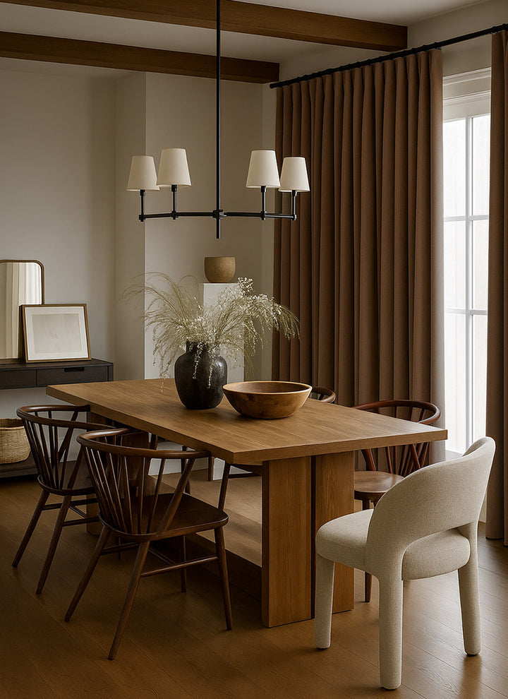Château Grain- Minimalist Woodland Elegance in Artisanal Herringbone Drapes (non customized)