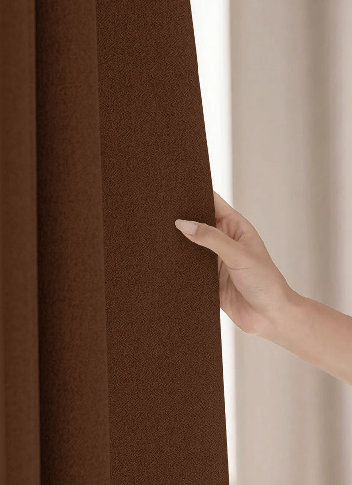 Château Grain- Minimalist Woodland Elegance in Artisanal Herringbone Drapes (non customized)