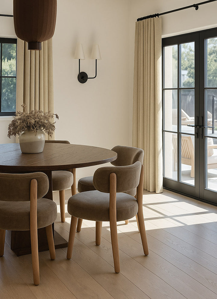 Château Grain- Minimalist Woodland Elegance in Artisanal Herringbone Drapes (non customized)