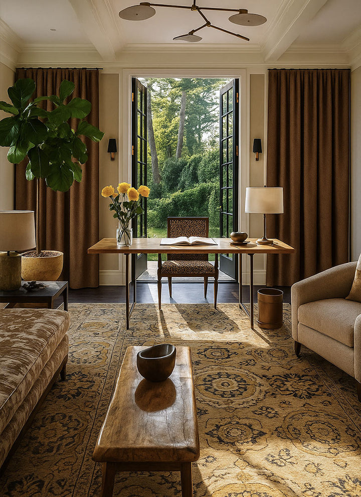 Château Grain- Minimalist Woodland Elegance in Artisanal Herringbone Drapes (non customized)