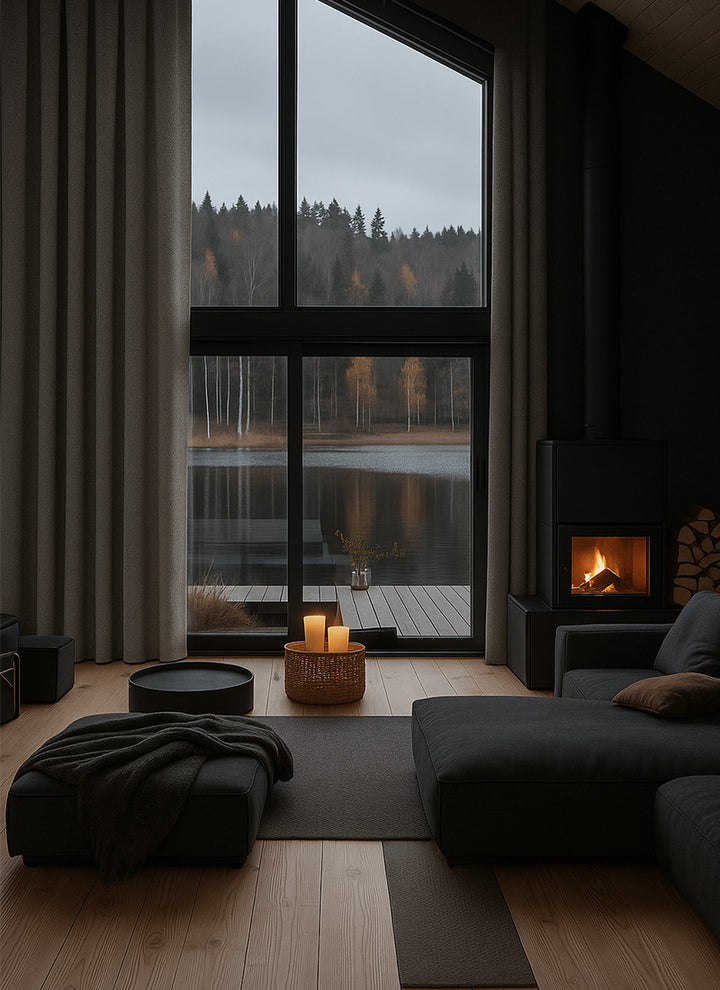 Château Grain- Minimalist Woodland Elegance in Artisanal Herringbone Drapes (non customized)